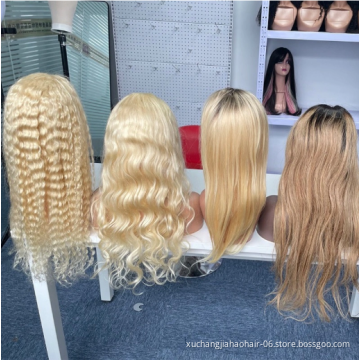 Cheap virgin raw cuticle aligned  human hair honey blonde lace front wigs for black women 613 wigs glueless full hd lace wigs